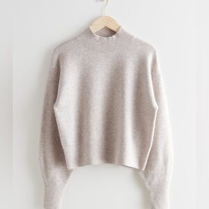 & Other Stories Mock Neck Sweater | Size M | Beige Melange